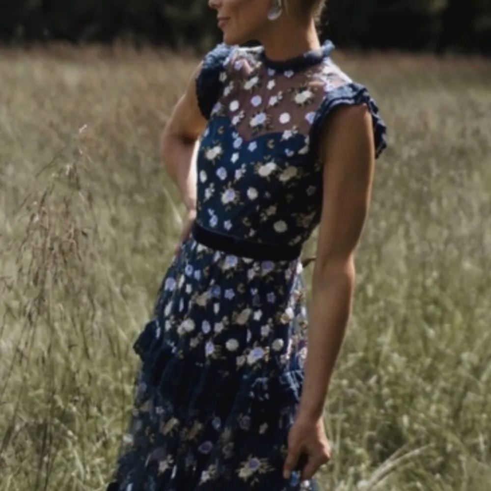 NWT Happily Grey x AQUA Embroidered Maxi Dress Floral Size S Prom Dress & Gown - Picture 9 of 9